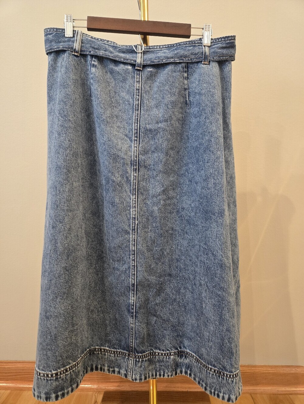 HABITUAL Denim A-line Midi Skirt with Matching Belt Size 12/31 - Picture 2 of 12